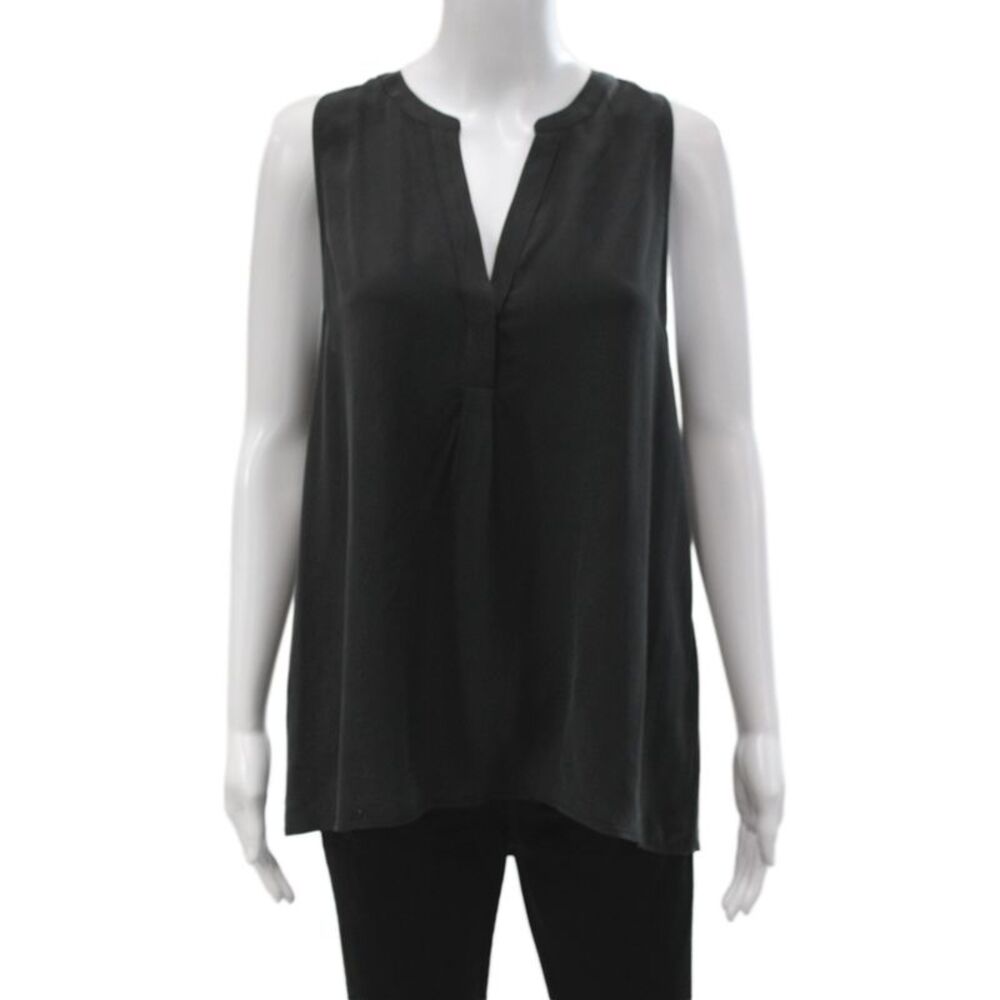 Joie Women Silk V-Neck Sleeveless Basic Blouse Black Size M
